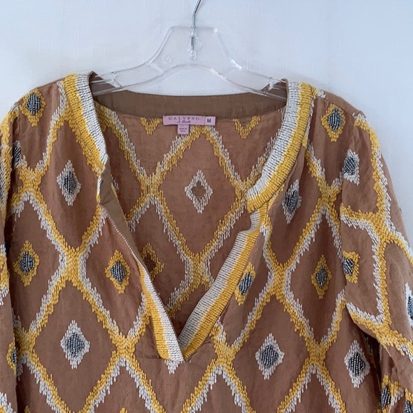 107 Calypso St Barth Linen Beaded Tunic Top - Picture 8 of 16